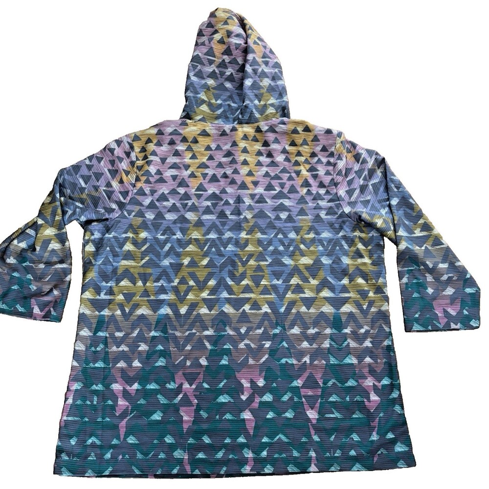 Christopher & Banks Hoodie Women’s XL Multicolor Geometric Lightweight Retro NWT - Picture 2 of 9